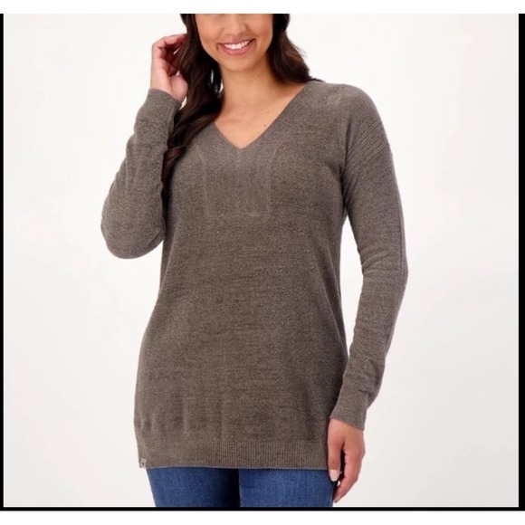 Barefoot Dreams Sweaters - Barefoot Dreams CozyChic Ultra Lite Tunic Sweater XL Gray V-Neck Soft Loungewear
